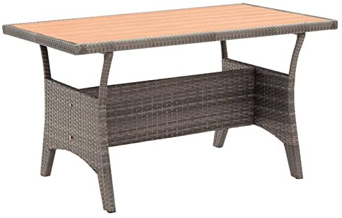 Tidyard Gartentisch Beistelltisch Gartenmöbel Tisch Terrassentisch Balkontisch Loungetisch Couchtisch Kaffeetisch Garten-Esstisch Campingtisch Partytisch Grau 120x70x66 cm Poly Rattan