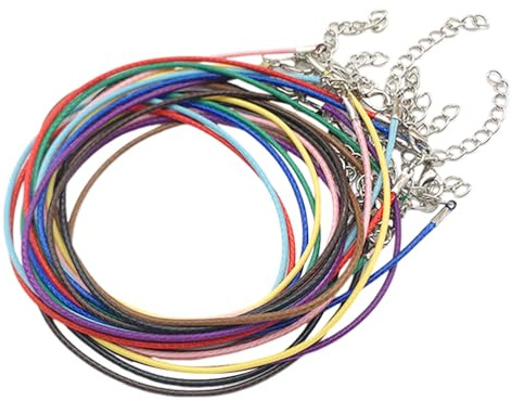 FFDHWU 20 Colorful Necklace Ropes, Necklace Ropes With Lobster Clasps, Waxed Wire Necklace Ropes, Adjustable Braided Necklace Ropes, Diy Jewelry Accessories (Random Colors)