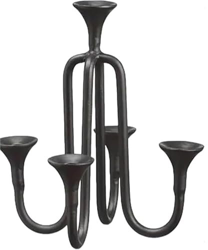 Kandelaber-Baumspitze, Weihnachtsbaum-Hängender Kandelaber, dekorativer Metall-Weihnachtskerzenhalter für Innenbereich, Schlafzimmer, Geschirr, Küche, Urlaubsdekorationen (Schwarz, 29,8 cm)