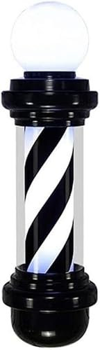 VUIKLCty Poste de barbería con luz LED for Exteriores, 68 cm, Color Blanco y Negro, con Logotipo de peluquería, Resistente al Agua, Giratorio, for Tienda de peluquería