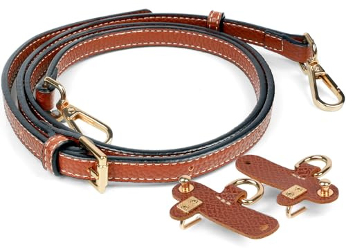 Aucuu Correa para Longchamp Bolsos, Mujer Ajustable Correa para Mini Bolso Bandolera, Correa No Perforada y Extraíble con Gancho Giratorio Metálico,120cm, Marrón