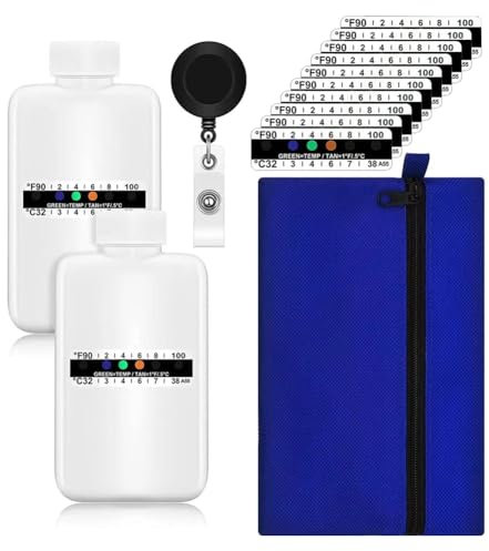 Pesderty Kit Completo de Prueba de Orina de 14 Piezas: 2 VacíAs PortáTiles, 10 Tiras Reactivas Adhesivas Sensibles una la Temperatura y