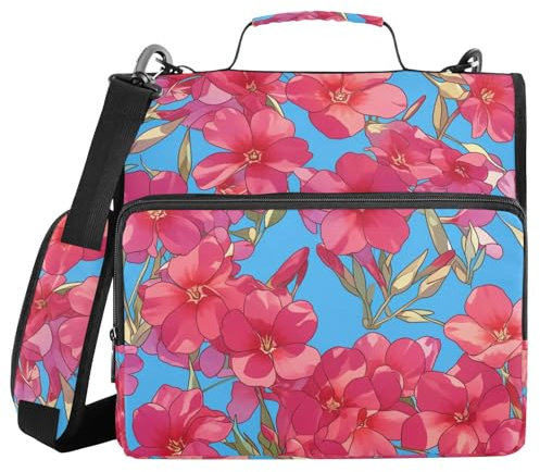 Glowing Red Phlox Flowers 3 Rings 1.5 inch Binder with Zipper with Strap Includes Zip Pocket School Supplies Organizer for School and Office