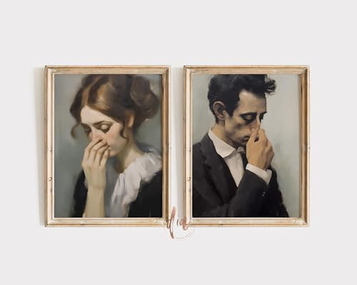 lianyibo Set di stampe artistiche divertenti da parete per il bagno, umorismo sulla toilette, pittura in stile vintage classico, decorazione divertente per il bagno 60x90cmx2 senza cornice