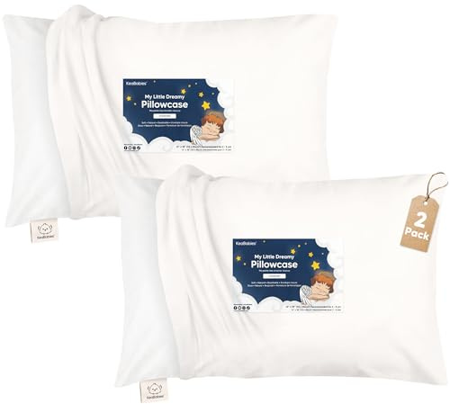 Keababies Cubierta de Almohada para bebé 33×45cm - 2 Pack algodón orgánico para niños, niñas, Dormir en Miniatura, Lindo, Almohada Vendido por Separado (Soft White)