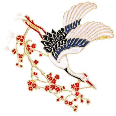 Luxuriöse Brosche mit Pflaumenblüten-Kranichen, stilvolle Anstecknadel, Schmuck, ideal für modische Frauen, die einen einzigartigen Stil suchen, Hochzeits-Outfit, Highlight