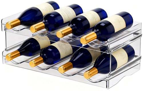 qjuwhua Flaschenregal Kühlschrank Stapelbarer 2 Tier 8 Flaschen Organizer Schrank Weinregal Weinflaschenhalter Kunststoff Flaschenhalter Küche Flaschenaufbewahrung für Schrank Küchenarbeitsplatte