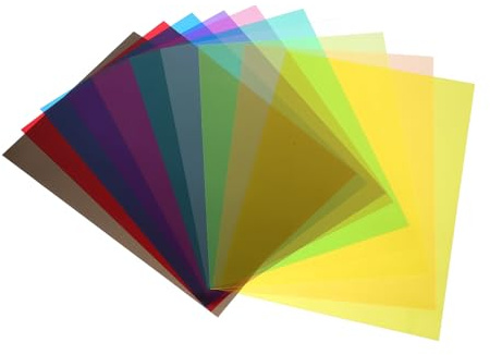 BAZEITFLOW 10 Pezzi Pellicola PVC Trasparente e Colorata per Artigianato Multicolore Film Cellophane Resistente per Decorazioni DIY e Progetti Creativi