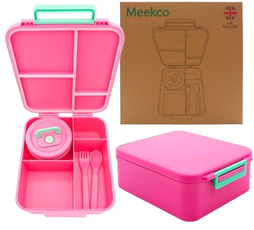 Meekco 1700ml Bento Lunch Box with Food Jar, Pink