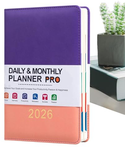 2026-planerare | A5 läderfodral daglig agenda - månadsplanerare 2026 jan-dec kalender | för skola högskola klassrum kontor arbete student lärare familj män kvinnor
