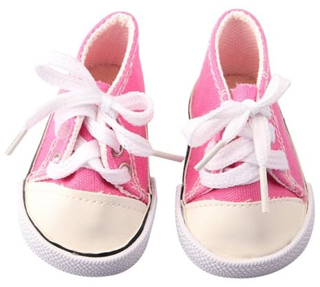 Uteruik Chaussures en Toile pour poupée de 46 cm (18 Pouces), Chaussures Plates à Lacets pour poupée américaine, Accessoire de Costume (Rose)