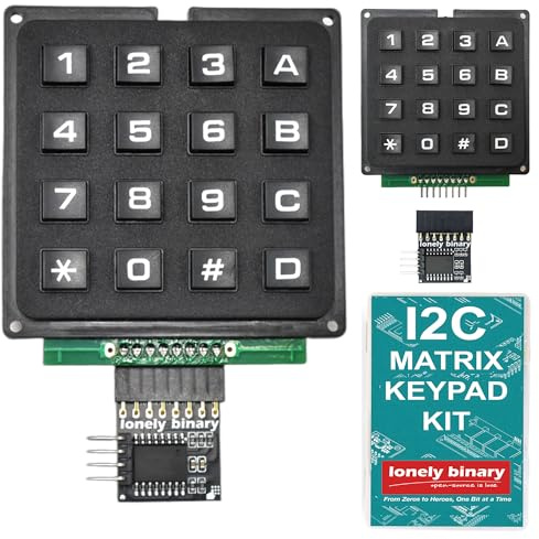 Lonely Binary 2 teclados de matriz I2C resistentes de 4 x 4 con adaptador de bus I2C compatible con proyectos Arduino, ESP32-S3, Raspberry Pi e IoT