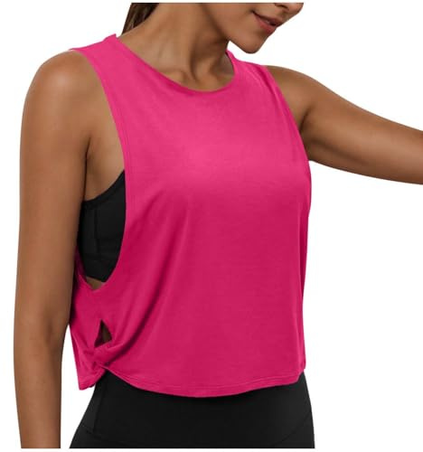 Debardeur Sport Femme Tank Tops Amincissant Caraco sans Manches Col Rond Tee Shirt Fonctionnement Sportif Workout Aptitude Tenue Gym Yoga Sportswear