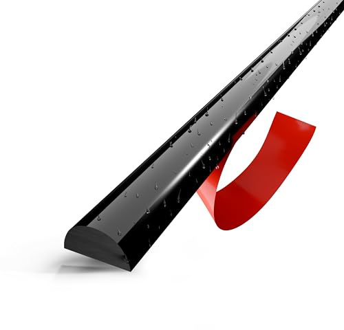 DQ-PP SCHWALLSCHUTZ Selbstklebend Dusche – Akryl – Größe: 5x10mm – Länge: 1,1m – Farbe: Schwarz – 110cm Halbrundstab Duschdichtung Schwallschutzleiste Wasserabweiser