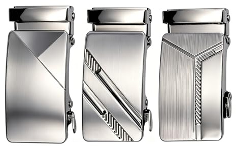 3 Stück Gürtelschnalle Herren 40 mm Automatik-Ratschenschnalle Metall | Wechselbare Ratschen-Gürtelschnalle für 40-mm-Gürtel, Passend zu Jeans, Chino und Anzug; modernes Design, leicht montierbar.