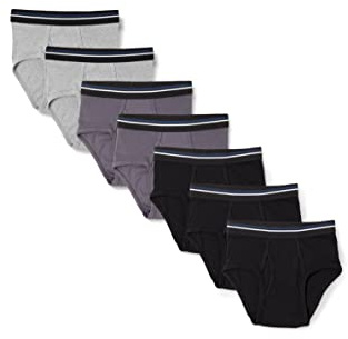 Amazon Essentials Men's Cotton Breathable Tag-Free Brief Pants, Pack of 7, Black/Charcoal/Grey Heather, XL