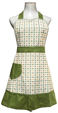 Love Potato Niedliches, schönes, einzigartiges Design, für Damen, Mädchen, Damen, Retro-Schürze mit schicker Tasche zum Kochen, Küche, Grün