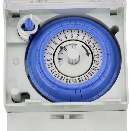 Jectse Relè temporizzato programmabile, Interruttore a Tempo di Ciclo, 110-230 V 16 (4) A Timer Meccanico analogico 24 Ore, 150 Ore di Tempo di conservazione, Guida DIN Timer Controller Manuale/autom
