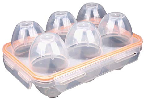 Eierbox Kunststoff Tragbare Eier Aufbewahrungsbox Eierbehälter Eier Organizer mit 6 Eier Fällen Transportbox für Outdoor Camping Wandern Orange Weiß