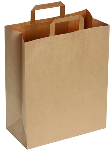 DeinPack 25 Papiertüten 32 x 17 x 44 cm I Umweltschonende Papier Tragetaschen groß Geschenktüten Papiertragetaschen biologisch abbaubar, kompostierbar I braune Papier Tüten