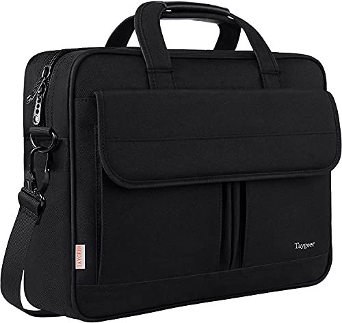 Taygeer Laptoptasche 17 Zoll, Große Aktentasche Laptop Schultertasche Wasserdicht Notebooktasche Business Laptop Tasche Herren Umhängetasche für Reisen Business Schule, Schwarz
