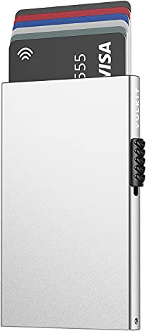 VULKIT Kartenetui für Herren Kreditkartenetui RFID Blocking Pop Up Kartenetui Damen Minimalistische Geldbörse Schlanke RFID Geldbörse