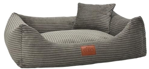 Leo4dog Hundebett Cord Waschbar Bezug Für kleine mittelgroße und große Hunde Hundekissen Hundesofa Hundekorb (Braun, M 80x60)