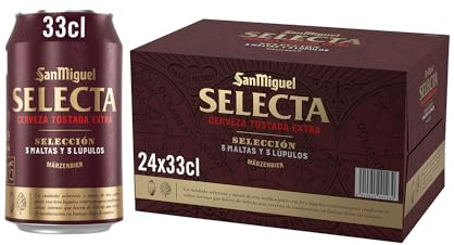 San Miguel Selecta, Cerveza Lager Tostada Extra, Pack 24 Latas x 33cl