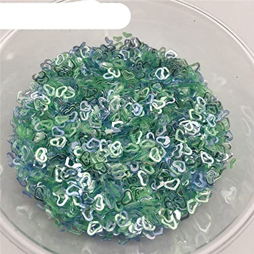 20g Transparent Glitzernde 3-5mm Mix Star Herz Pflaume Lose Pailletten Pailletten Für Nagel Maniküre/Nähen/Hochzeitsdekoration Confet-H Herz Blau Grün