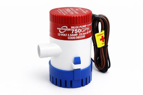 NAVPOWER Pompa di Sentina 12V 750 GPH – Pompa Sommergibile Scarico Acqua Barca – Attacco Tubo Ø19 mm – Per Sentina e Drenaggio