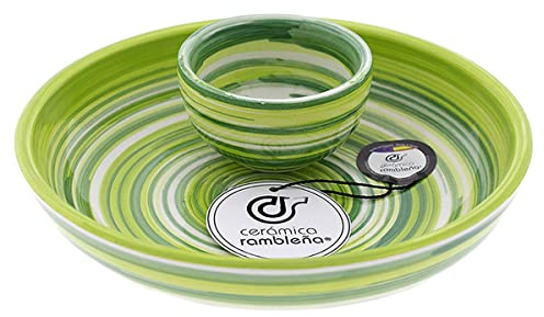 CERÁMICA RAMBLEÑA | Cuencos | Bol | Bowl | Cuencos de aperitivo | Cuencos cocina | Aceitunero cerámica decorado - Modelo M03 | 100% Decorado a mano | 18x18x5 cm