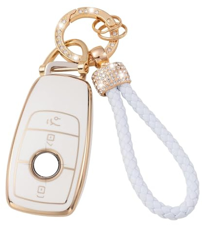 Gematay for Mercedes Benz Key Fob Cover with Keychain Lanyard, Soft TPU Key Case Shell Compatible with 2019-2021 A-Class C-Class G-Class 2017-2020 E-Class S-Class Smart Key Holder