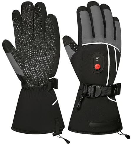 Electric Heated Gloves with Touch Screen,Type-C Rechargeable 5V 5000MAH Battery Heating Gloves for Men Women,3 Temperature Level Heating Battery Powered Windproof Gloves for Outdoor Motorcycle (L)