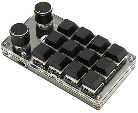 VBESTLIFE Programmierbare Makro-Tastatur, 12 Tasten, 2 Knöpfe, Kleine Programmierbare Macropad, Mechanische OSU-Tastatur, Programmierbare USB-BT-DIY-Tastatur, für Gaming-Office-Medien