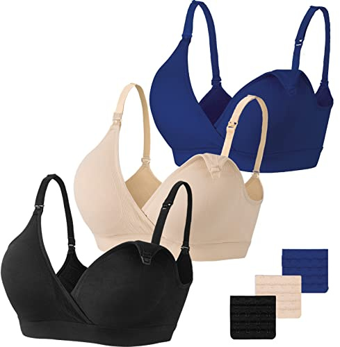 Soutien-Gorge D'Allaitement 5pcs Soutien-Gorge De Maternité Sans Fil Sans Fil Soutien-Gorge De Maternité à Col V Avec Extensions De Soutien-Gorge SuppléMentaires Allaitement Et Sommeil Pour Les Femmes
