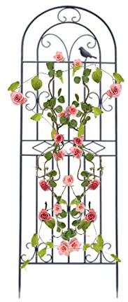 Treillis De Jardin Robuste 180x50cm en Fer Noir, Métal Résistant À La Rouille pour Roses Grimpantes, Vignes, Fleurs Et Légumes, Support Végétal Durabl, Extérieur Jardin, 1 Unité(180cm)
