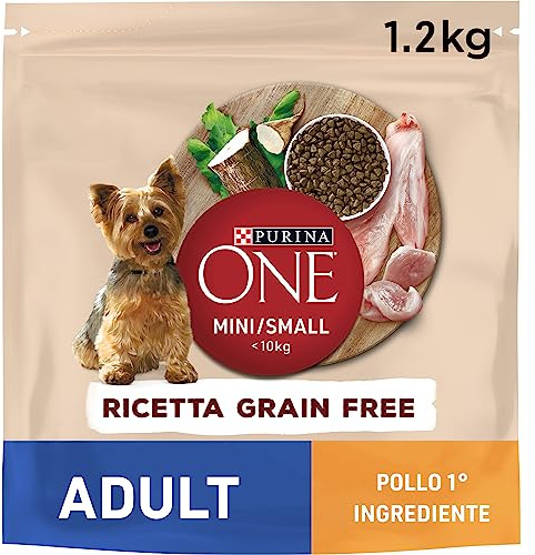 PURINA ONE Mini <10kg Foder för liten hund Grain Free med kyckling, 6 påsar med 1,2 kg