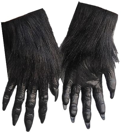 IBLUELOVER Halloween Handschuhe Kunstpelz Werwolf Kostüm Requisiten Horror Party Deko mit Plüschhaar Tier Monster Cosplay Karneval Fasching Zubehör Maskerade Spukhaus