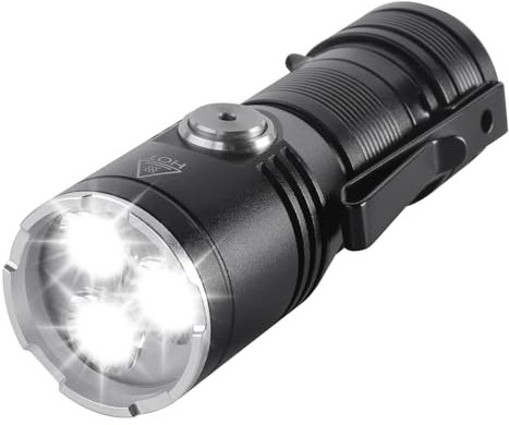 BORUIT ET15 Pequeña Linternas LED alta Potencia Recargable 2000 Lumen - Mini y Potente Linterna con Clip Lmán, USB-C IP67 Impermeable EDC Lanterna