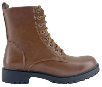 MODELISA - Bota Militar Con Cordón Y Cremallera Mujer (Camel, 36)
