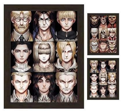 Jilijia Eren Jaeger Pintura Anime Decorativa Arte Mural Adornos Levi Ackermann 3D estereoscópico Anime Art Póster Marco de fotos de madera