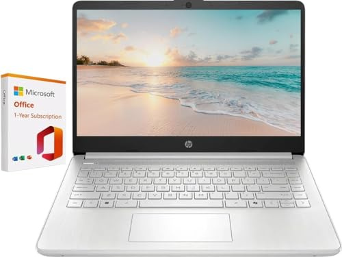 HP Laptop 14 (HD da 14 pollici, Intel Celeron N4120, 16 GB di RAM, 256 GB di archiviazione (eMMC da 128 GB + scheda SD IST da 128 GB)) scuola e affari, durata della batteria di 11,5 ore