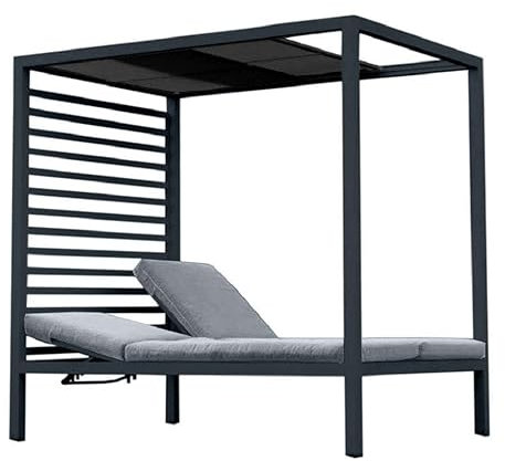 Premium Pavillon Doppel-Sonnenliege Gartenliege Pergola Loungebett Dach inkl. Spedition