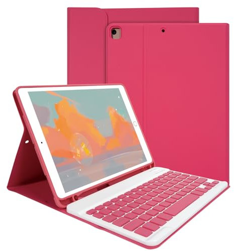 LAMA Funda con teclado para iPad de 10.2 y 10.5 pulgadas, teclado inalámbrico para iPad de 10.2 y 10.5 pulgadas (9ª 2021/8ª 2020/7ª generación 2019, iPad Air 3 2019, iPad Pro 2017) teclado desmontable
