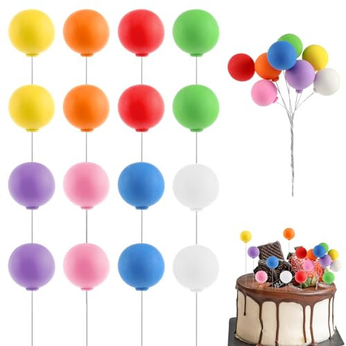 16 palline colorate per torta arcobaleno, mini palloncini decorazioni per torte, cupcake e compleanni