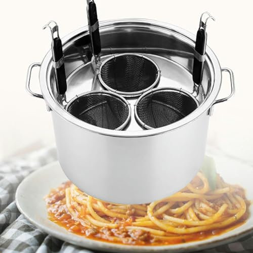BTURYT Cuocipasta con Inserti, Set di Inserti per Cuocipasta a 3/4/5 Fori, Pentola per Pasta in Acciaio Inossidabile e Cestello per Filtro Inserto Pentole per Cucina Domestica Ristorante
