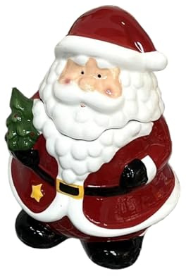 Whbbbj Barattolo di Babbo Natale 3D, Barattolo ermetico di Natale, Statua della Statuetta di Babbo Natale, contenitori for Alimenti, Barattolo di Risparmio Natalizio in Ceramica, Regalo
