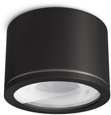 linovum NUHA Aufbauspot schwarz Bad IP44 GX53 Ø90mm flach ohne Leuchtmittel | Flacher Aufbauspot schwarz IP44 - spritzwassergeschützt für Bad, Küche & Feuchtraum, für GX53 austauschbar, rostfrei