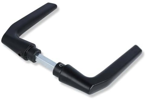 MS Beschläge Türklinkenpaar Aluminium Griffpaar Schwarz beschichtet Türbeschlag Türdrücker Türgriff Drückerpaar 8mm Vierkant Ersatzdrücker Renovierungsdrücker