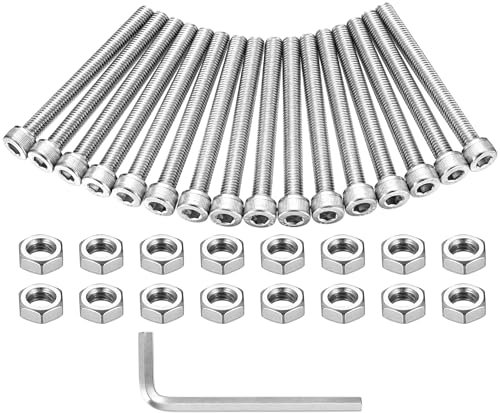 M8 Bolts and Nuts Set, 16 Pcs M8 x 80mm Allen Socket Cap Head Screws, Stainless Steel Machine Nuts and Bolts Set, Hex Socket Head Cap Screws Assortment for Bicycle Bike